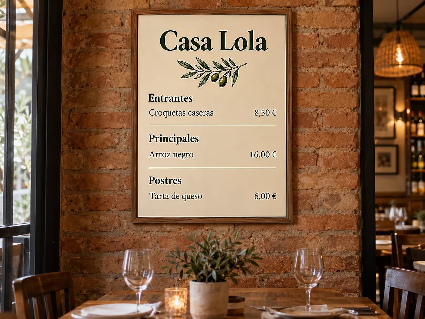 Carta de restaurante — después de restaurar, lista para imprimir